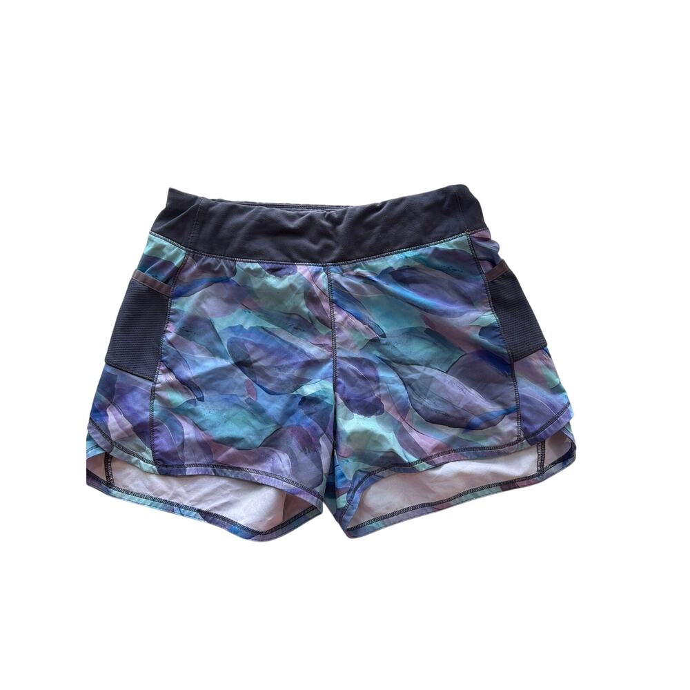 Athleta Girl XL 14 Blue Purple Abstract Watercolor Running Shorts